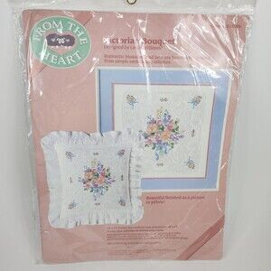 VTG 1988 Dimensions From The Heart Victorian Bouquet Embroidery Kit NOS
